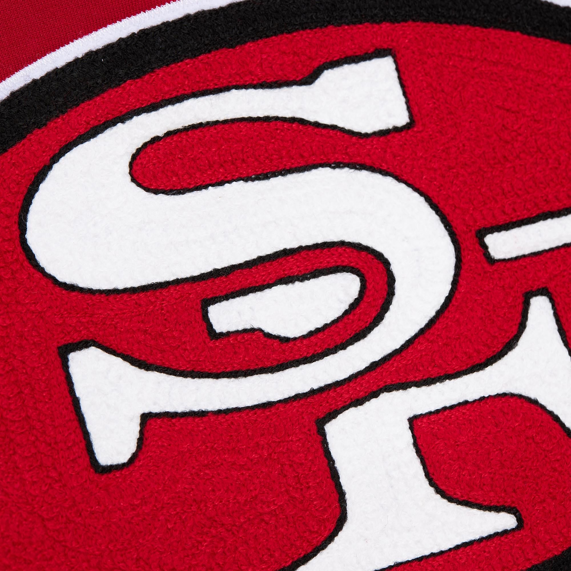 San Francisco 49ers Mitchell & Ness Heavyweight Chainstitch Premium NFL Hoodie Rot - STADIUMDREAMS
