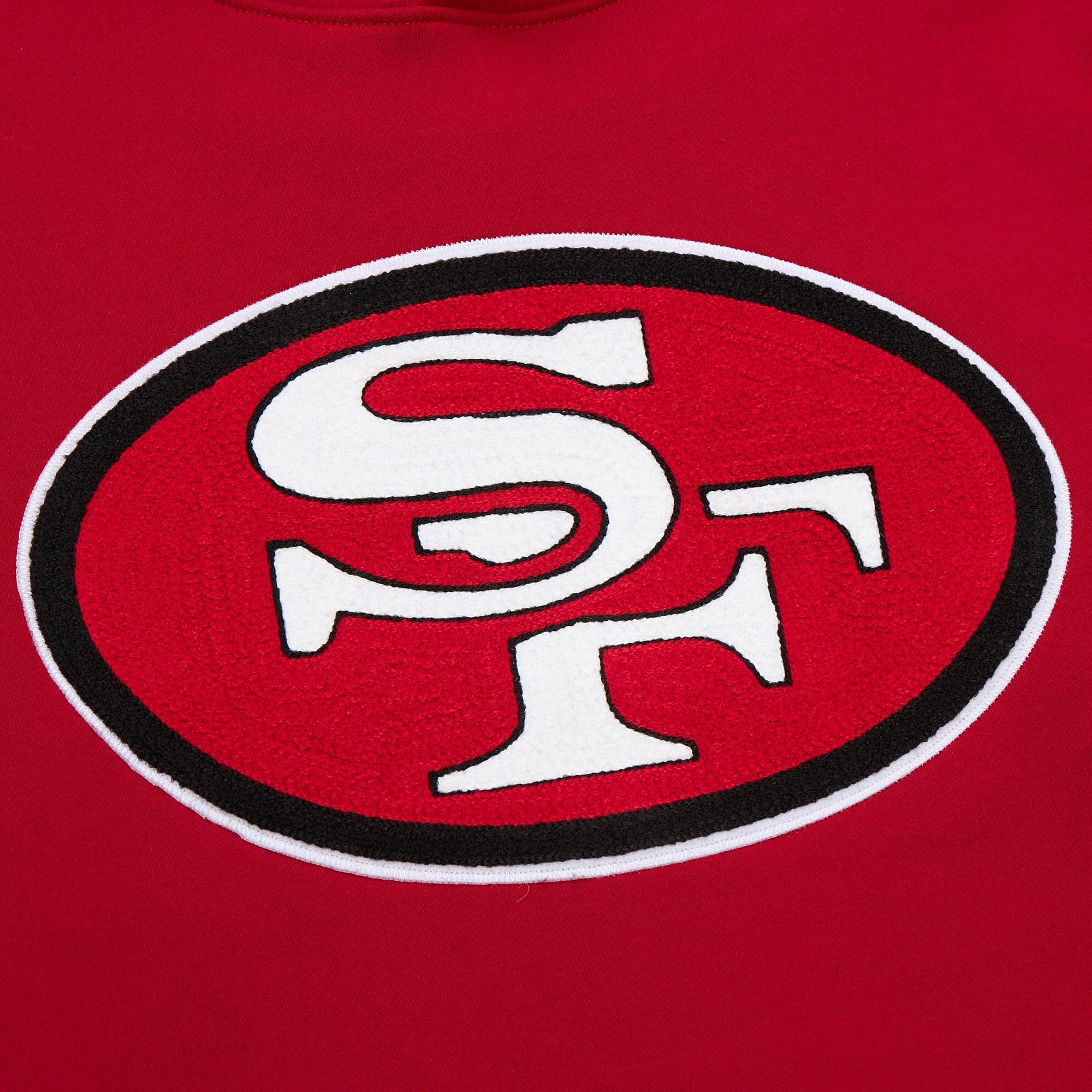 San Francisco 49ers Mitchell & Ness Heavyweight Chainstitch Premium NFL Hoodie Rot - STADIUMDREAMS