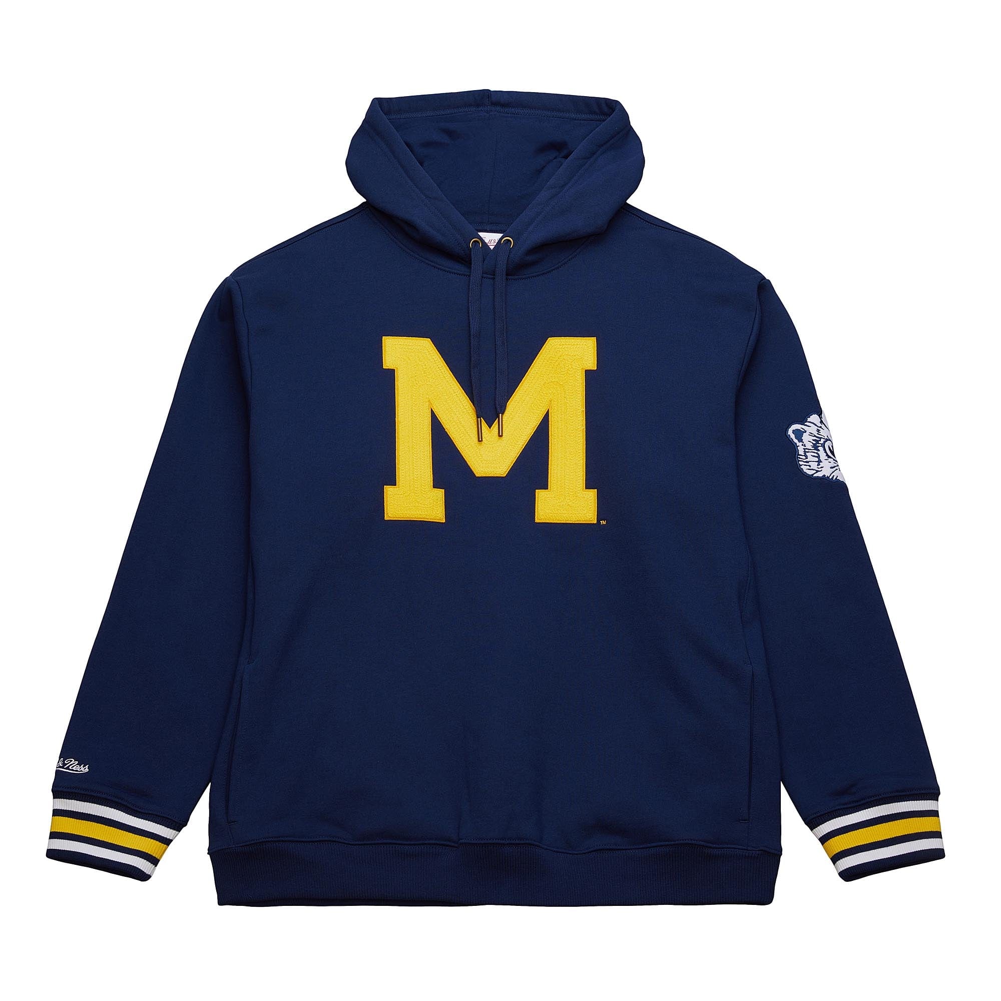 Michigan Wolverines Mitchell & Ness Heavyweight Chainstitch Premium NCAA Hoodie Navy - STADIUMDREAMS