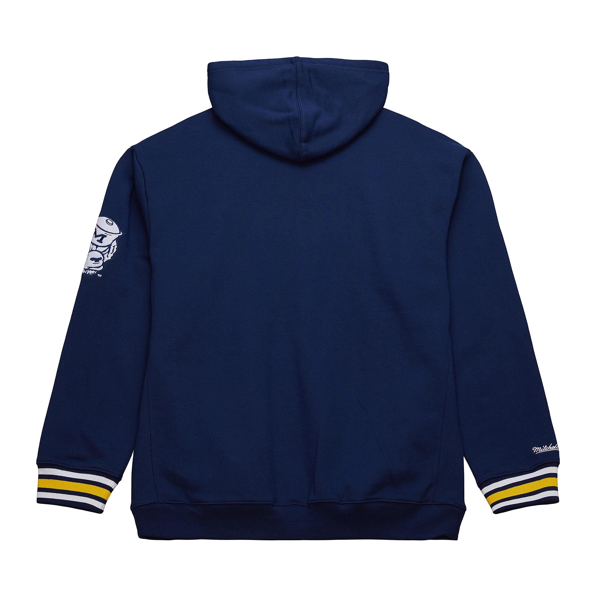 Michigan Wolverines Mitchell & Ness Heavyweight Chainstitch Premium NCAA Hoodie Navy - STADIUMDREAMS