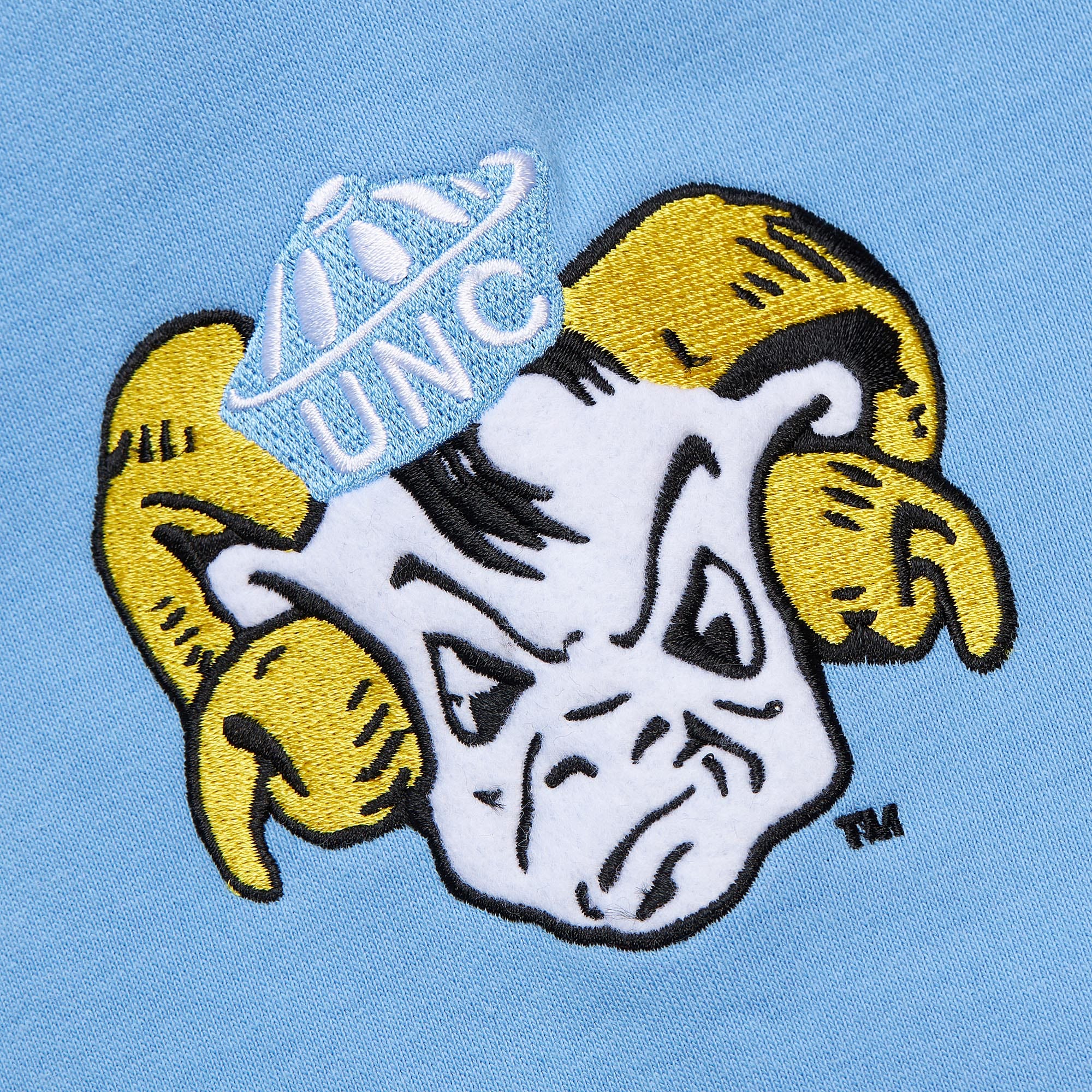 North Carolina Tar Heels Mitchell & Ness Heavyweight Chainstitch Premium NCAA Hoodie Blau - STADIUMDREAMS