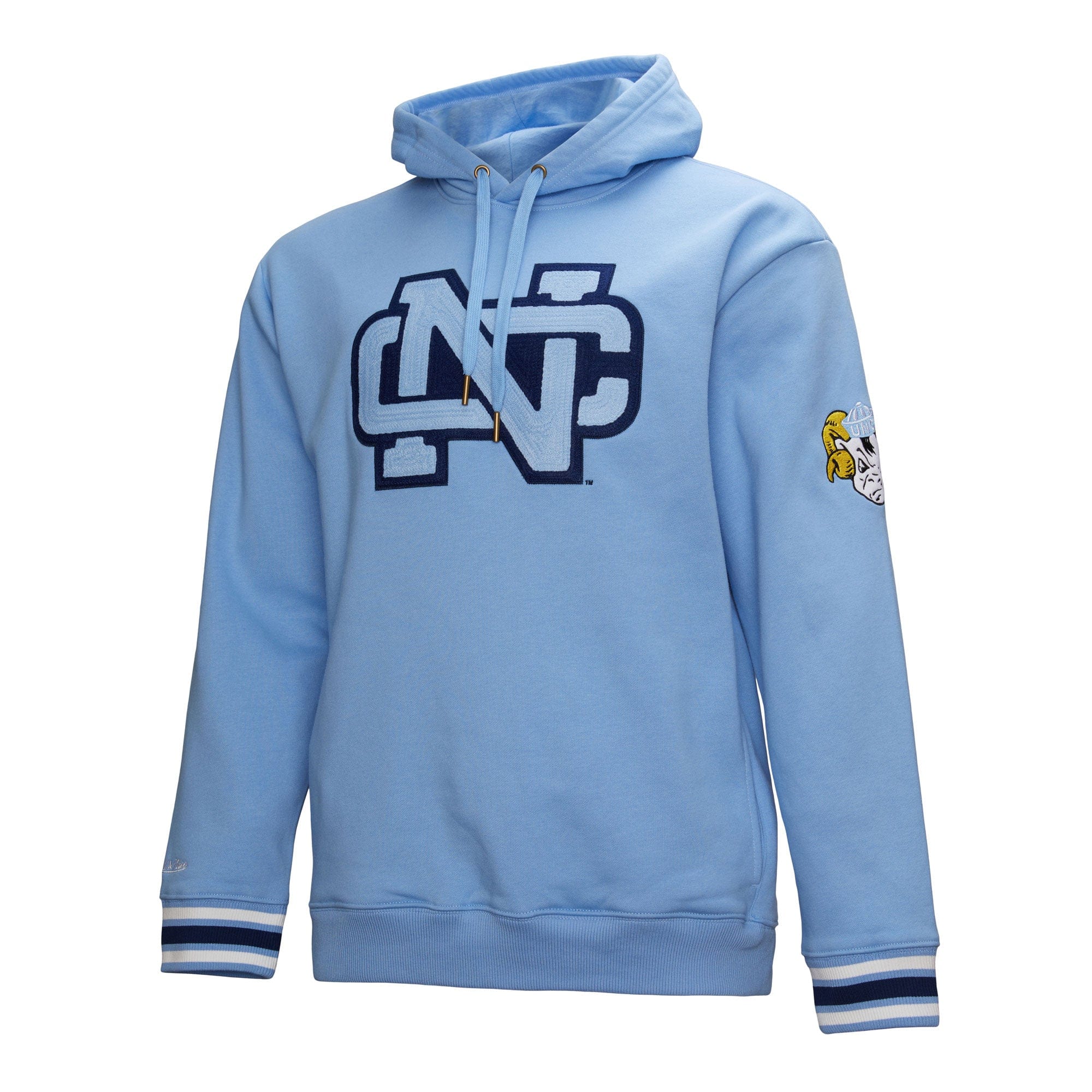 North Carolina Tar Heels Mitchell & Ness Heavyweight Chainstitch Premium NCAA Hoodie Blau - STADIUMDREAMS