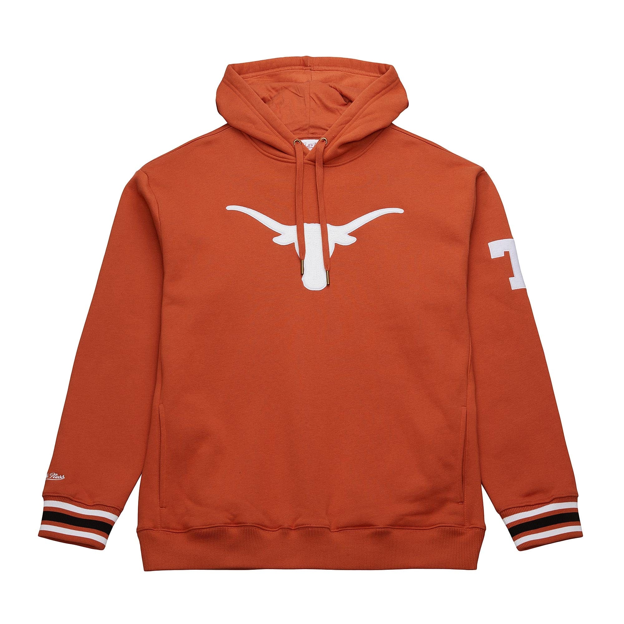 Texas Longhorns Mitchell & Ness Heavyweight Chainstitch Premium NCAA Hoodie Orange - STADIUMDREAMS