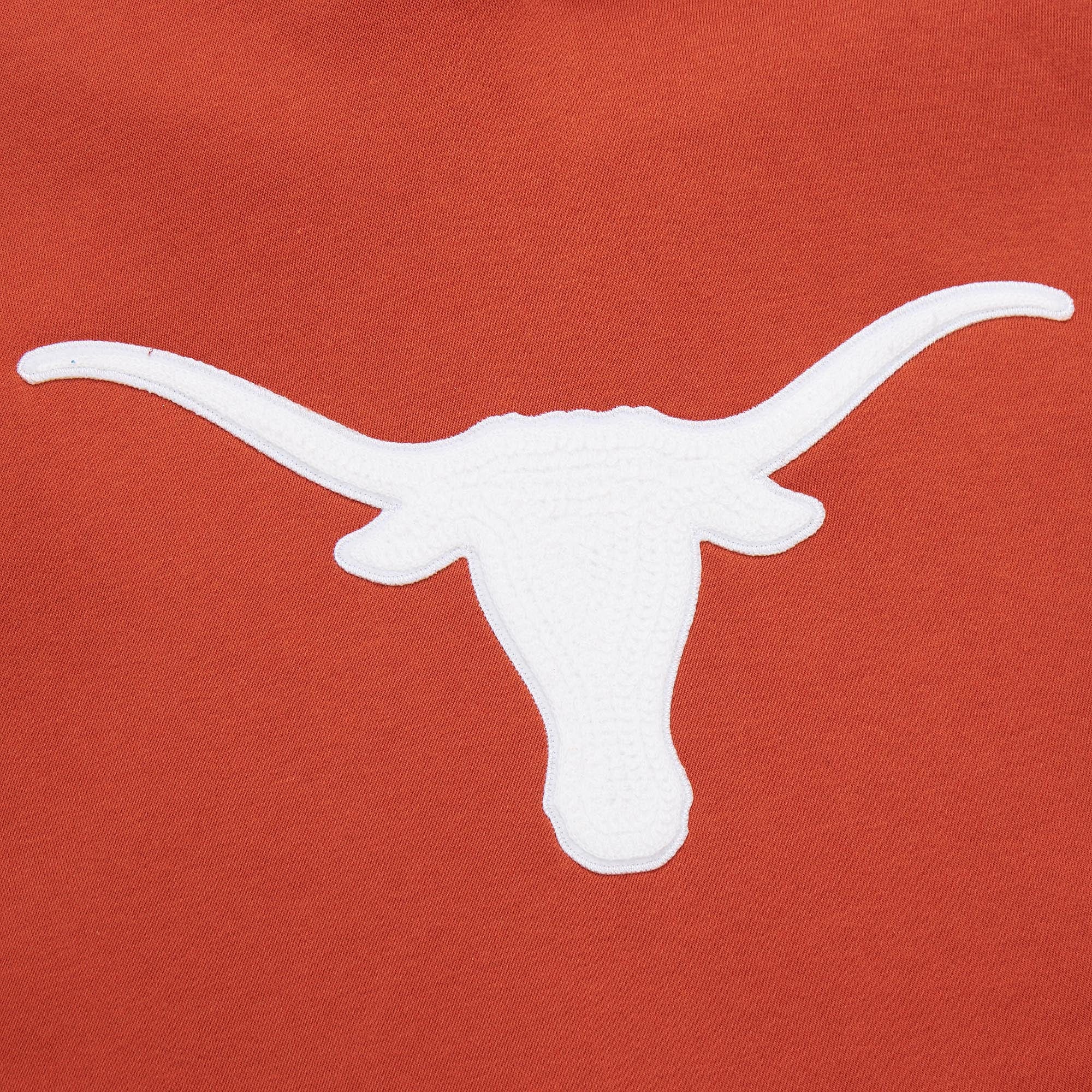 Texas Longhorns Mitchell & Ness Heavyweight Chainstitch Premium NCAA Hoodie Orange - STADIUMDREAMS