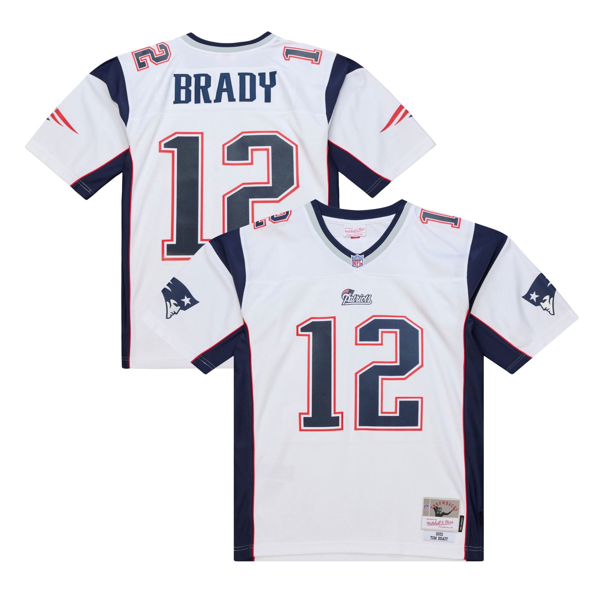 Tom Brady #12 New England Patriots 2000 Mitchell & Ness Legacy NFL Trikot Weiß
