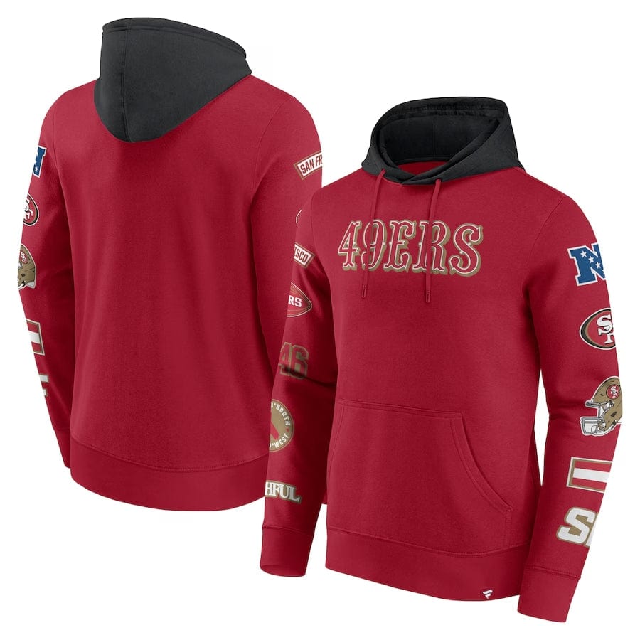 San Francisco 49ers Patched Out Fleece Hoodie NFL Fanatics Rot - STADIUMDREAMS