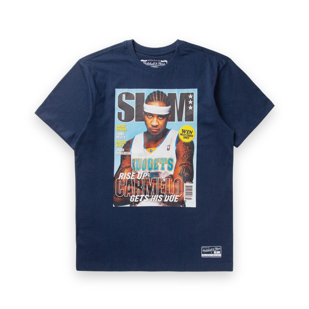 Carmelo Anthony Denver Nuggets Mitchell & Ness NBA Slam Cover T-Shirt Navy - STADIUMDREAMS