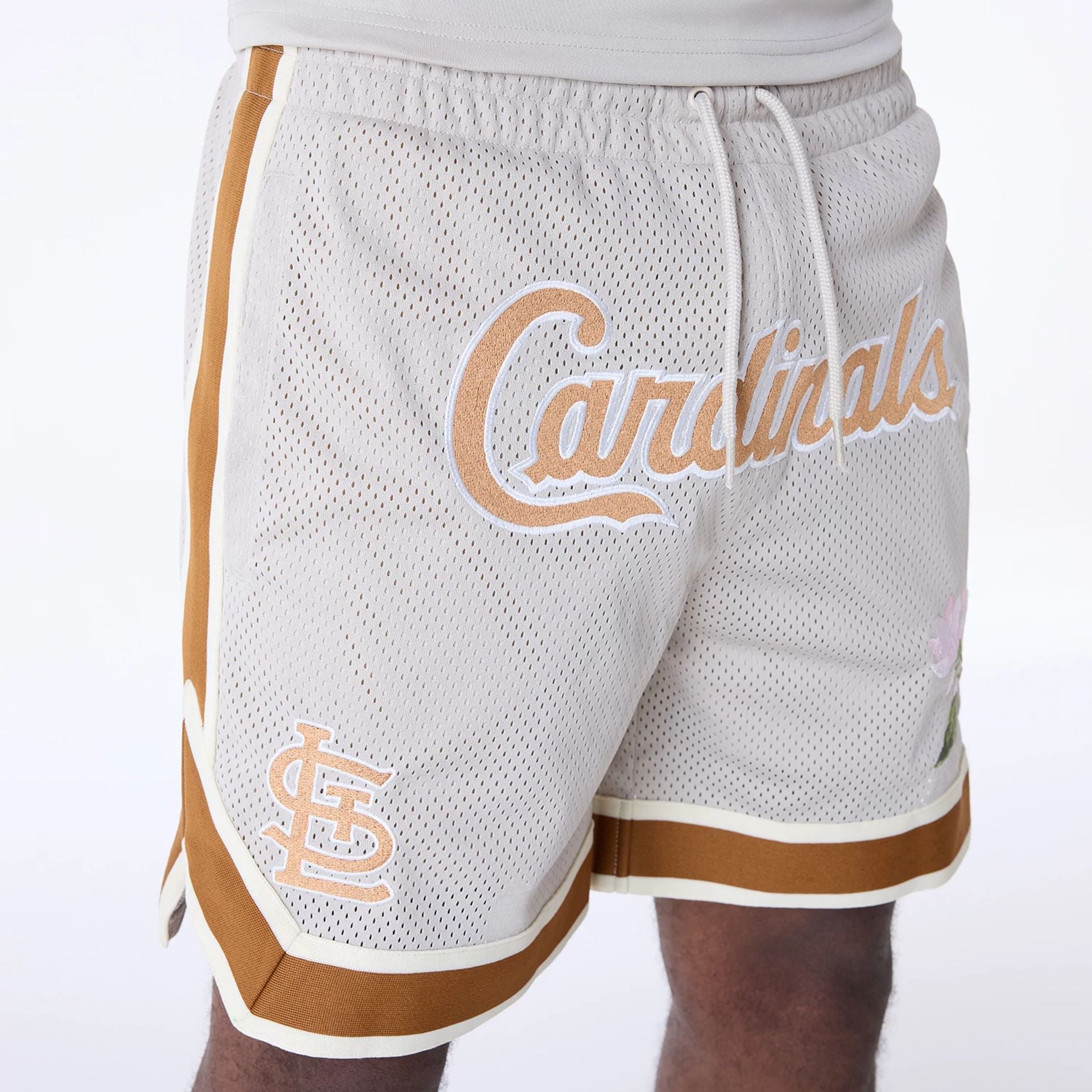St. Louis Cardinals New Era Floral Mesh MLB Shorts Beige - STADIUMDREAMS