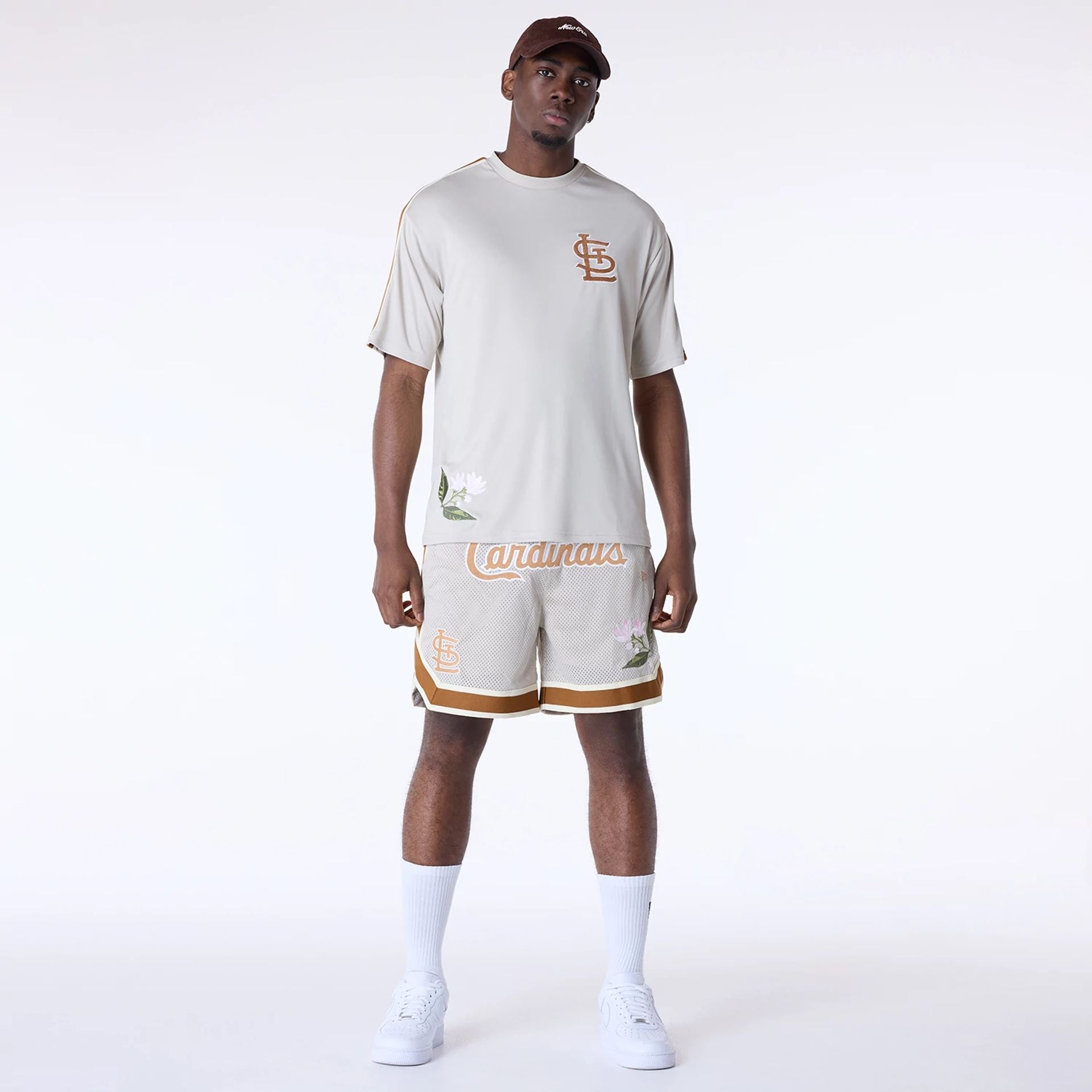 St. Louis Cardinals New Era Floral Mesh MLB Shorts Beige - STADIUMDREAMS