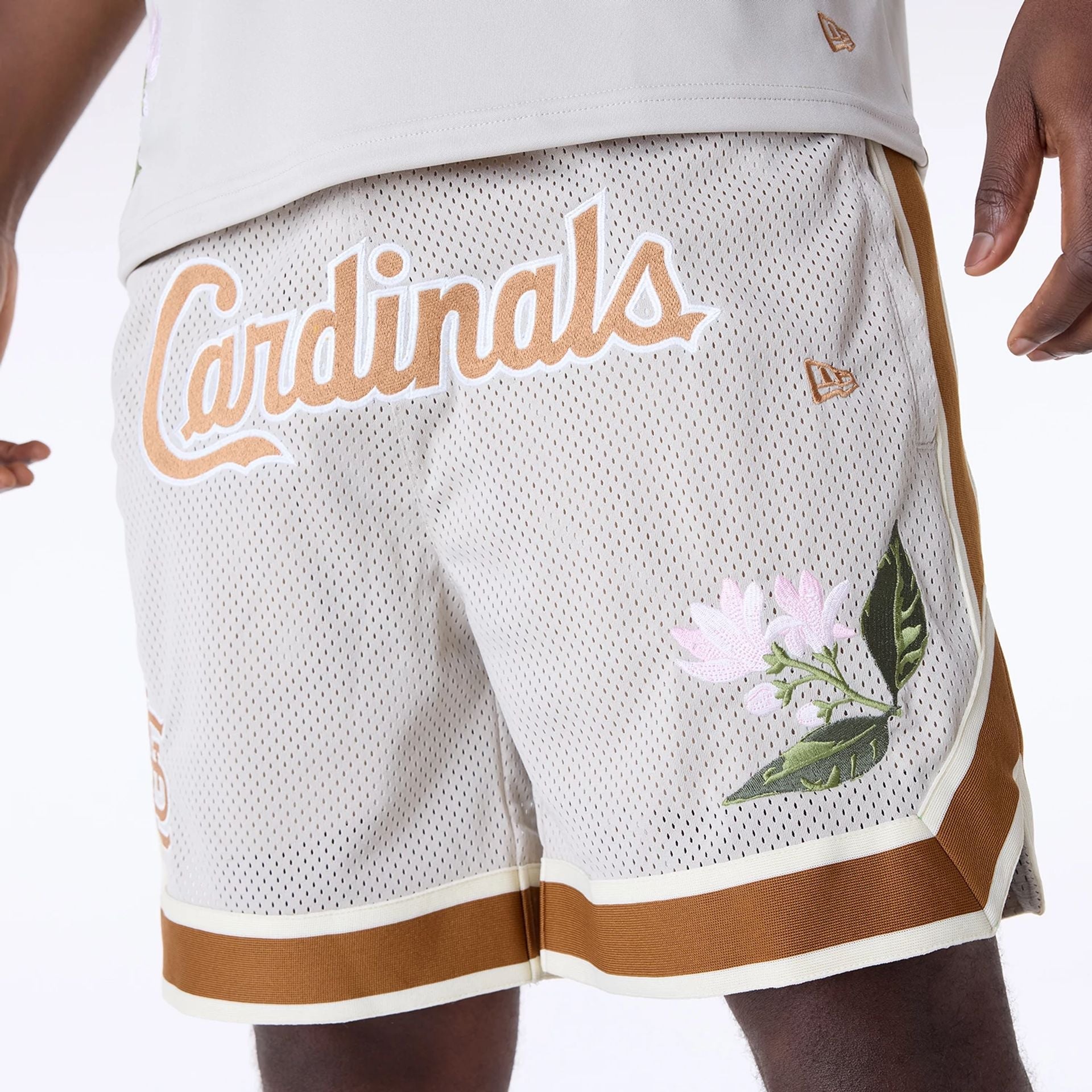 St. Louis Cardinals New Era Floral Mesh MLB Shorts Beige - STADIUMDREAMS