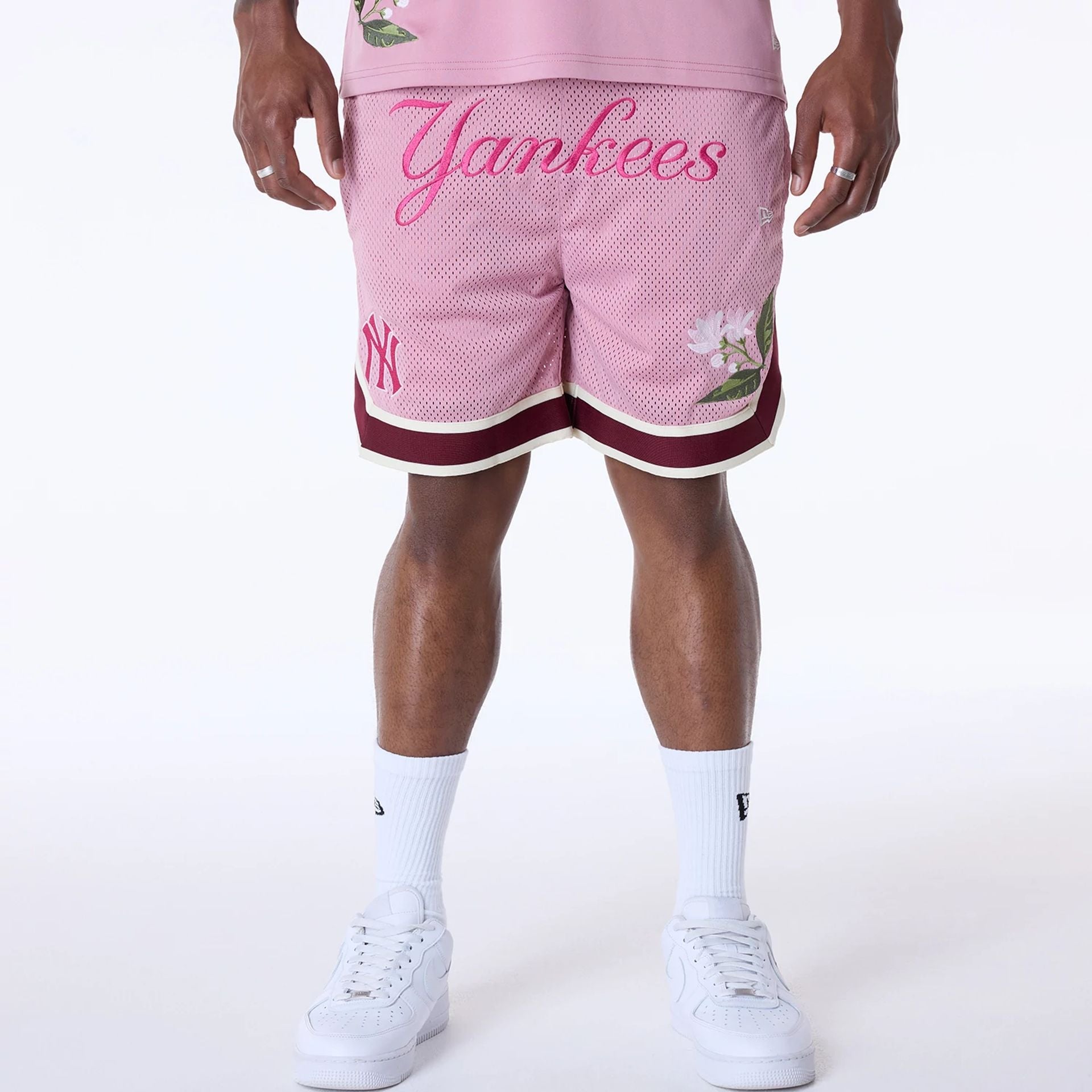 New York Yankees New Era Floral Mesh MLB Shorts Rosa