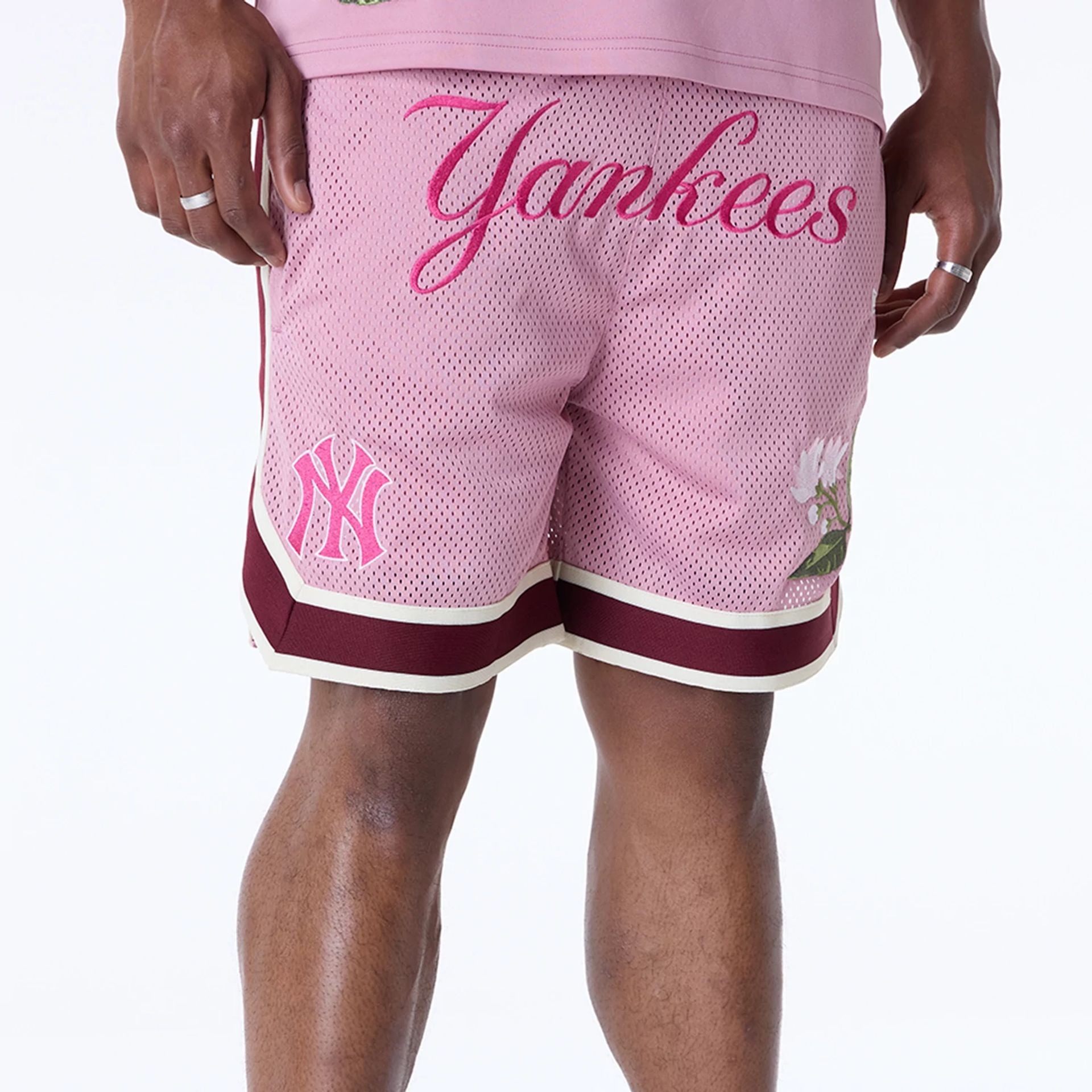 New York Yankees New Era Floral Mesh MLB Shorts Rosa