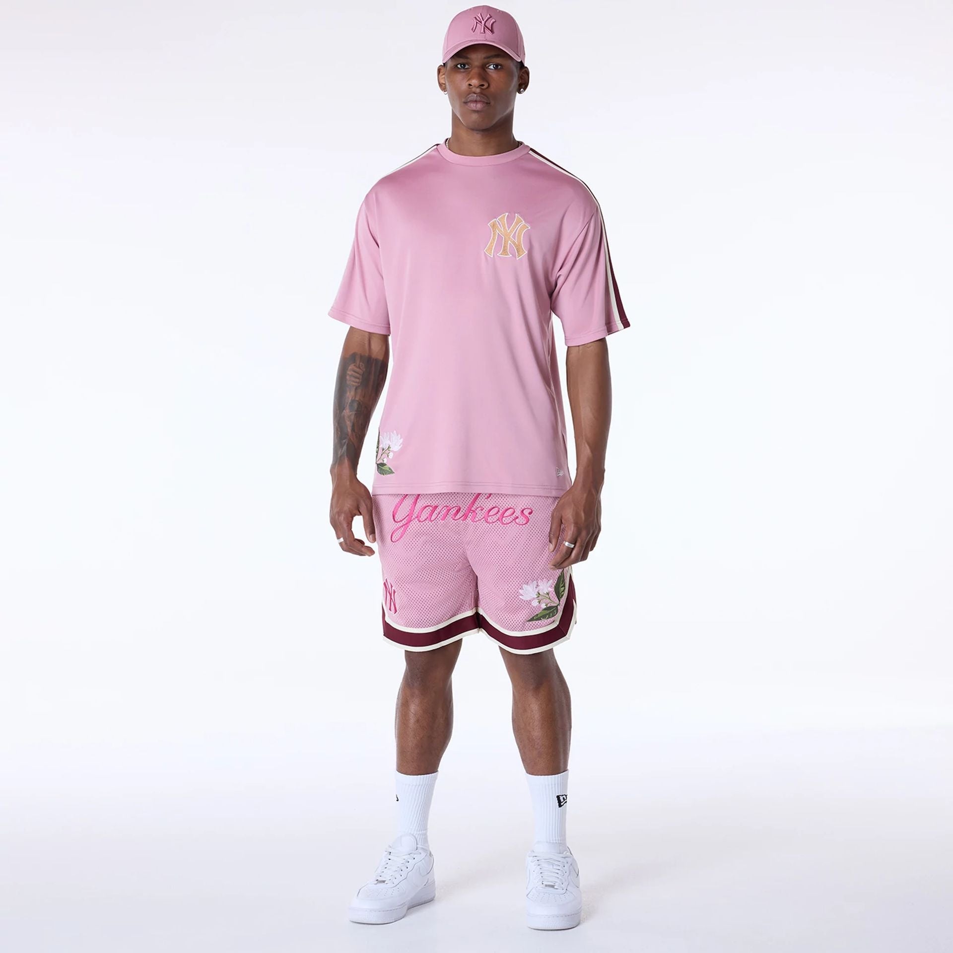 New York Yankees New Era Floral Mesh MLB Shorts Rosa
