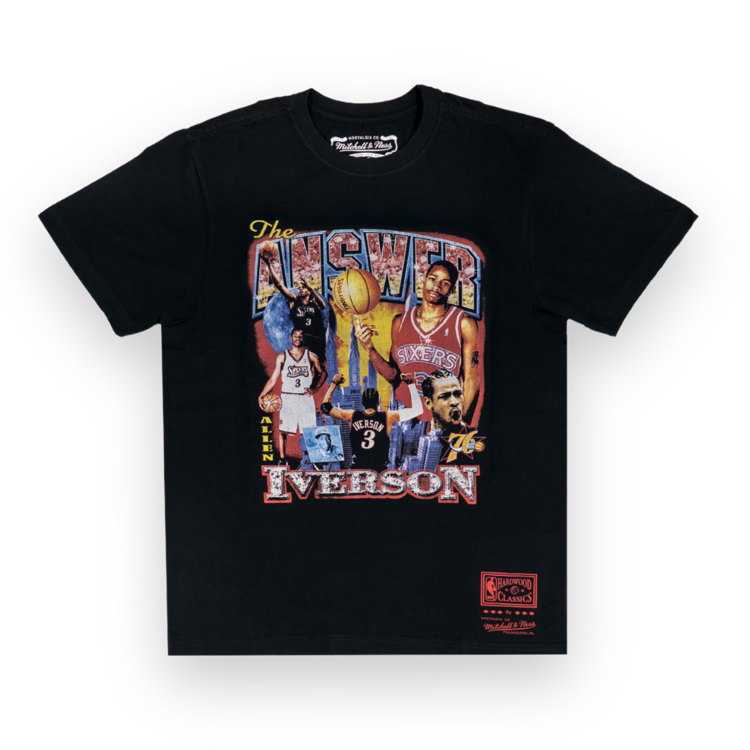 Allen Iverson Philadelphia 76ers Mitchell & Ness Vintage 80's Hype NBA T-Shirt Schwarz - STADIUMDREAMS