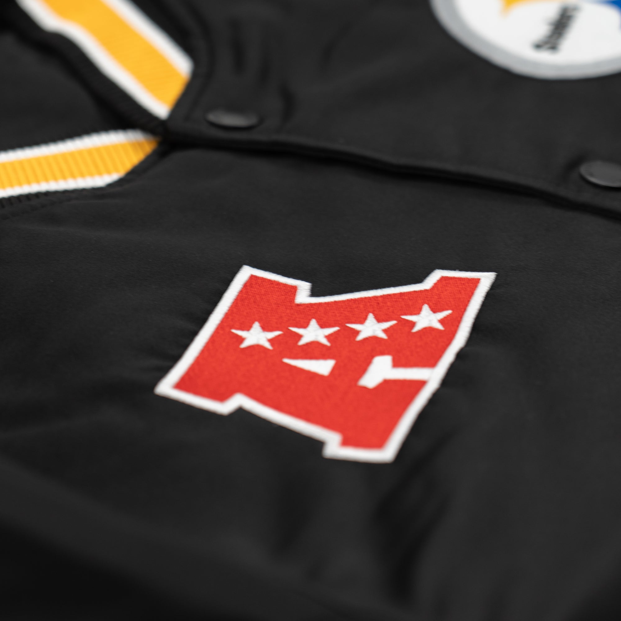 Pittsburgh Steelers New Era USA EDITION Stitched Satin NFL Jacke Schwarz - STADIUMDREAMS
