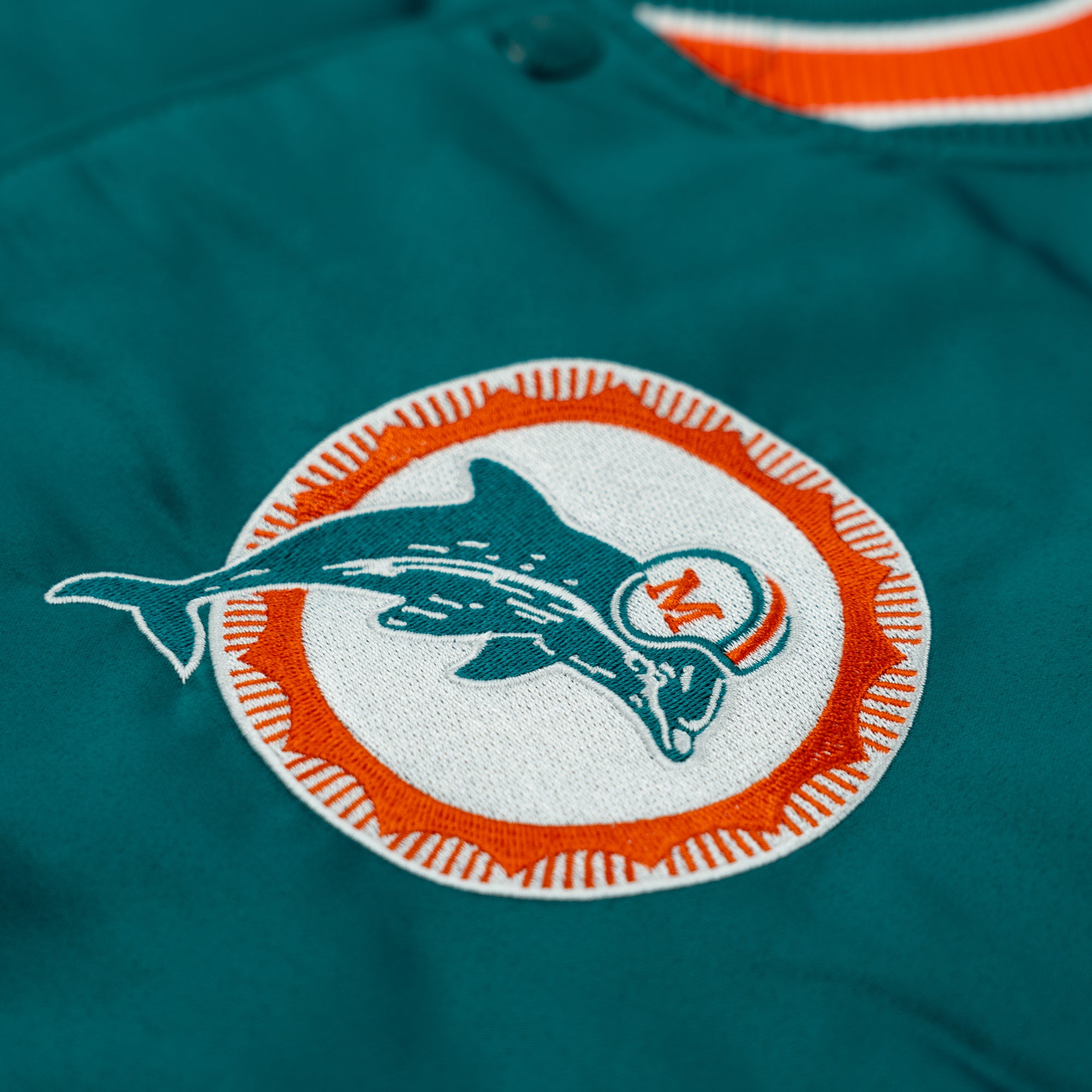 Miami Dolphins New Era USA EDITION Stitched Satin NFL Jacke Türkis