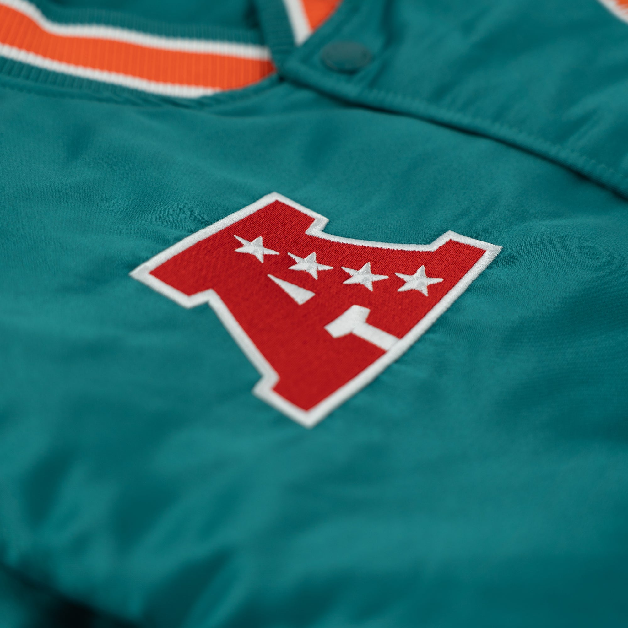Miami Dolphins New Era USA EDITION Stitched Satin NFL Jacke Türkis