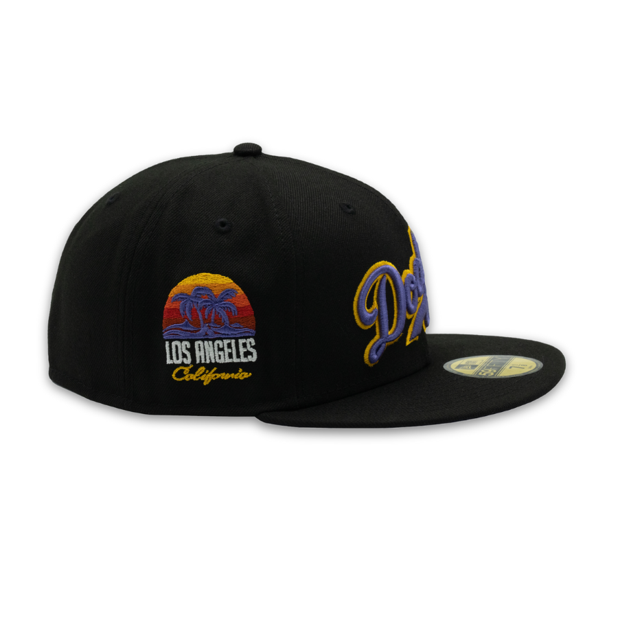 Los Angeles Dodgers New Era MLB Side Patch Drip 59FIFTY Cap Los Angeles Lakers Colourway Schwarz - SD Exclusive - STADIUMDREAMS
