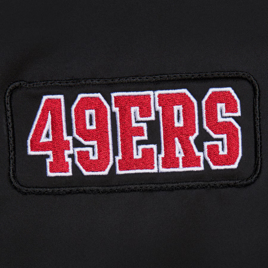 San Francisco 49ers Mitchell & Ness Team Leader Satin Bomber NFL Jacke Schwarz - STADIUMDREAMS