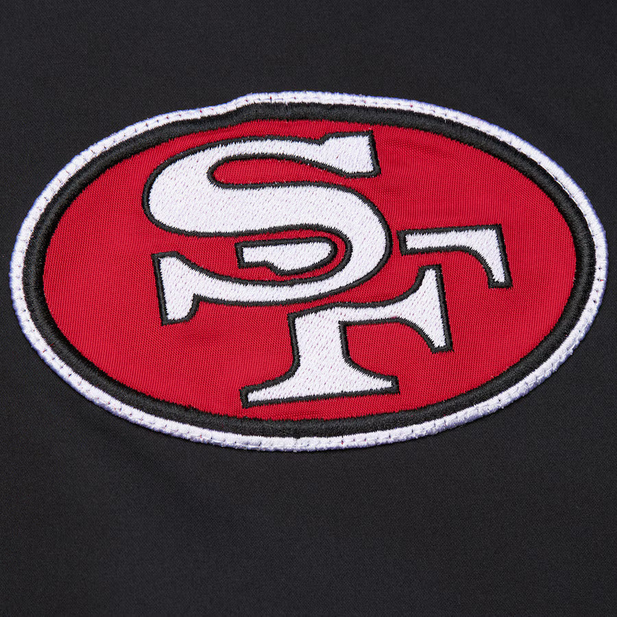 San Francisco 49ers Mitchell & Ness Team Leader Satin Bomber NFL Jacke Schwarz - STADIUMDREAMS
