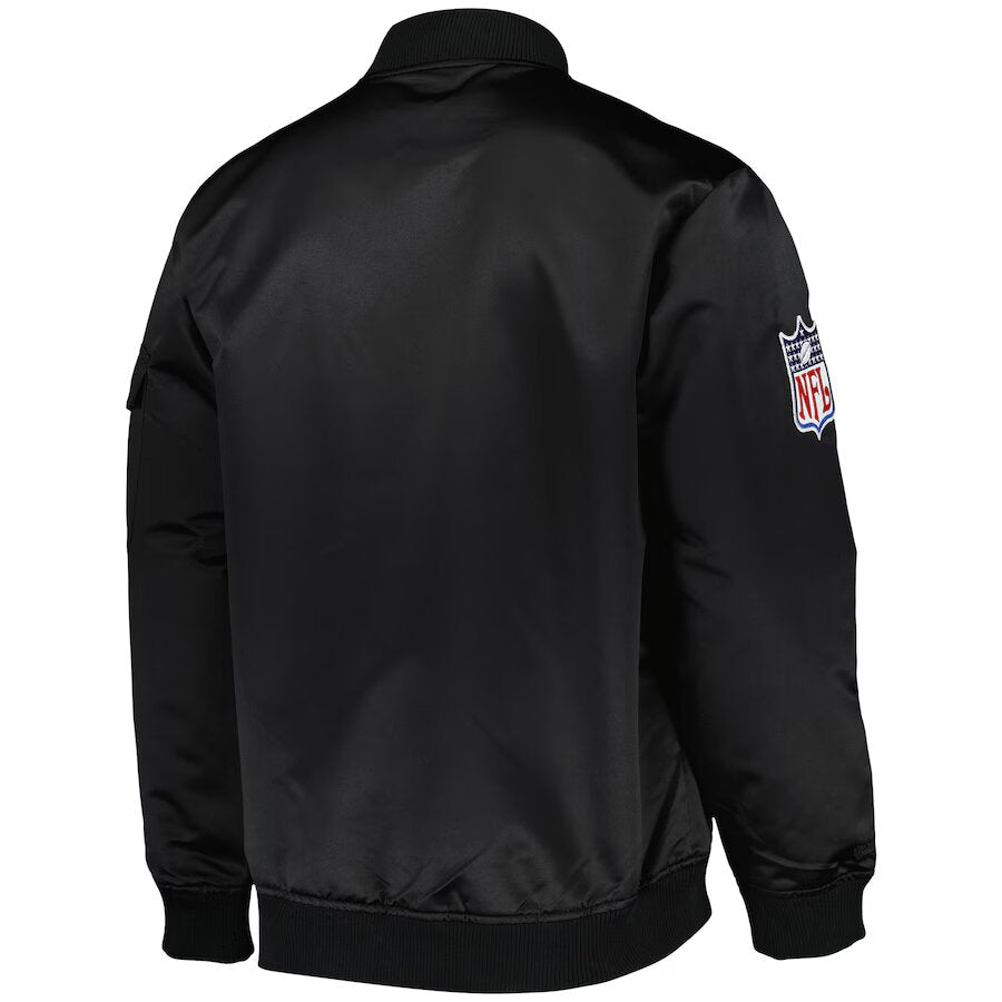 Miami Dolphins Mitchell & Ness Team Leader Satin Bomber NFL Jacke Schwarz - STADIUMDREAMS