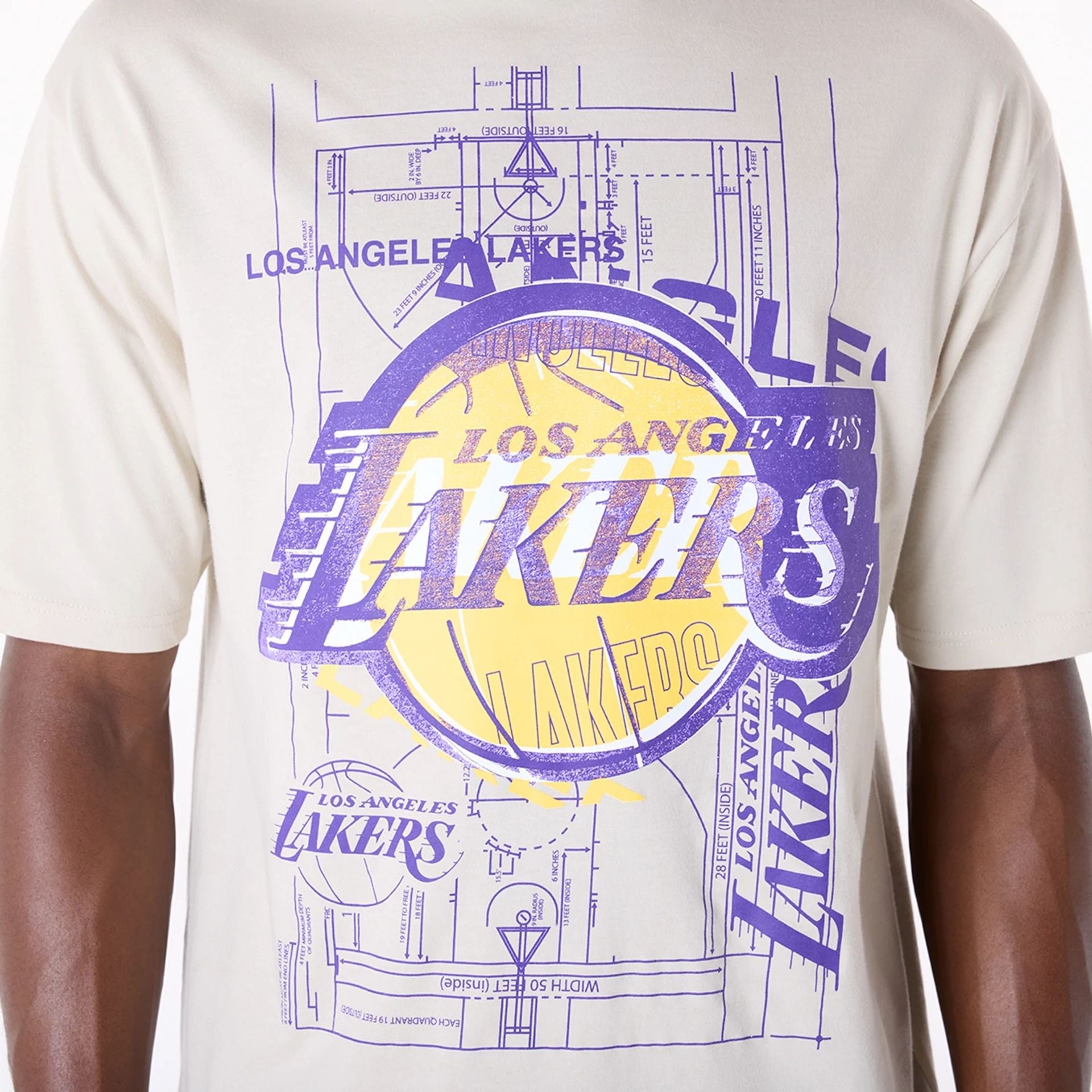 Los Angeles Lakers New Era Court Graphic NBA T-Shirt Beige - STADIUMDREAMS