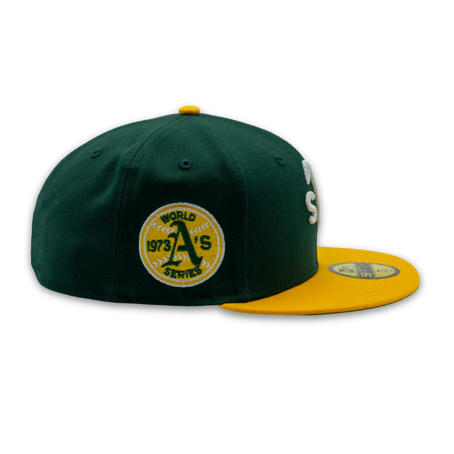 Oakland Athletics New Era MLB Upside Down World Series '73 Side Patch 59FIFTY Cap Grün - SD Exclusive - STADIUMDREAMS