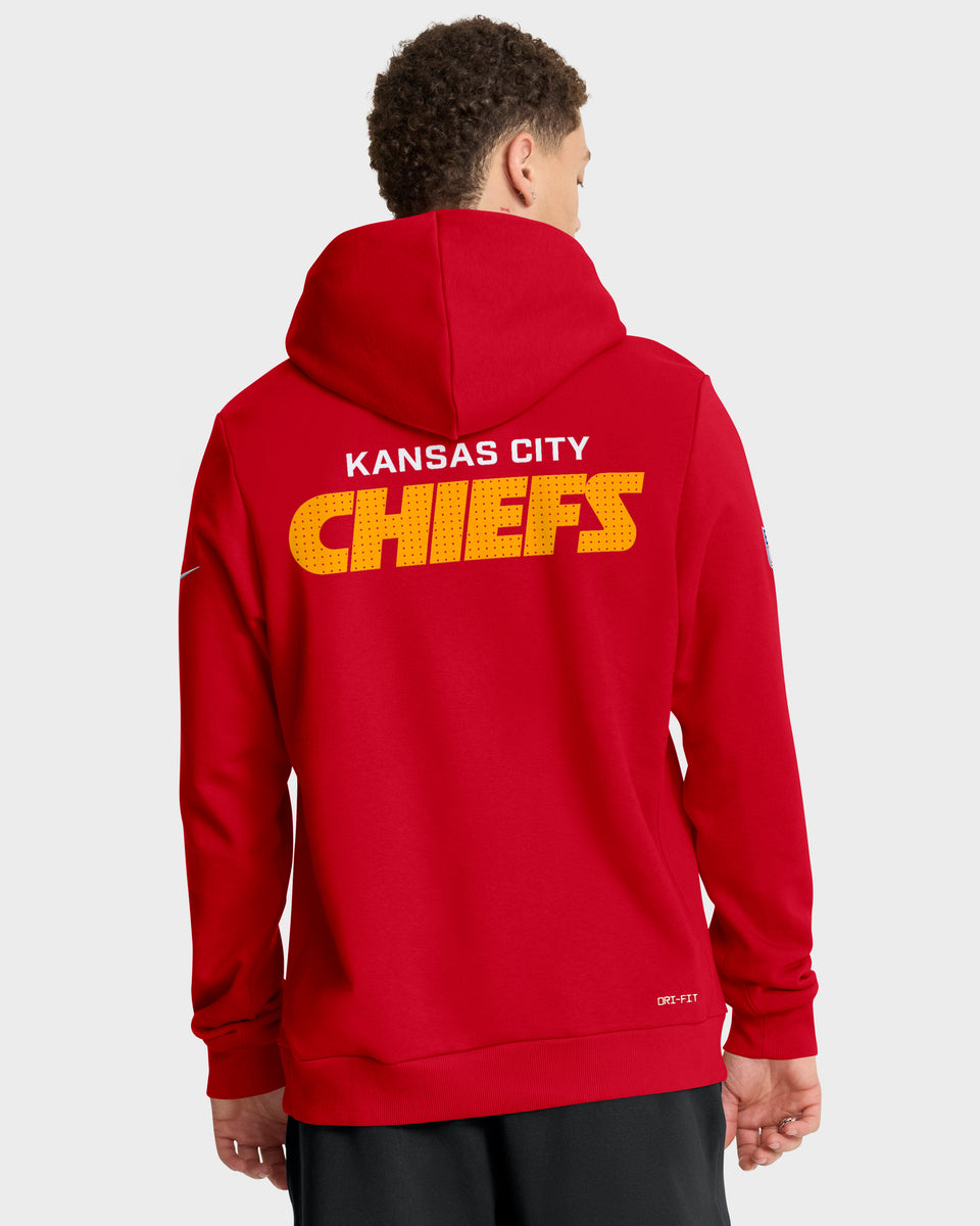 Kansas City Chiefs 2025 NFL Sideline Nike Standard Issue Hoodie Rot