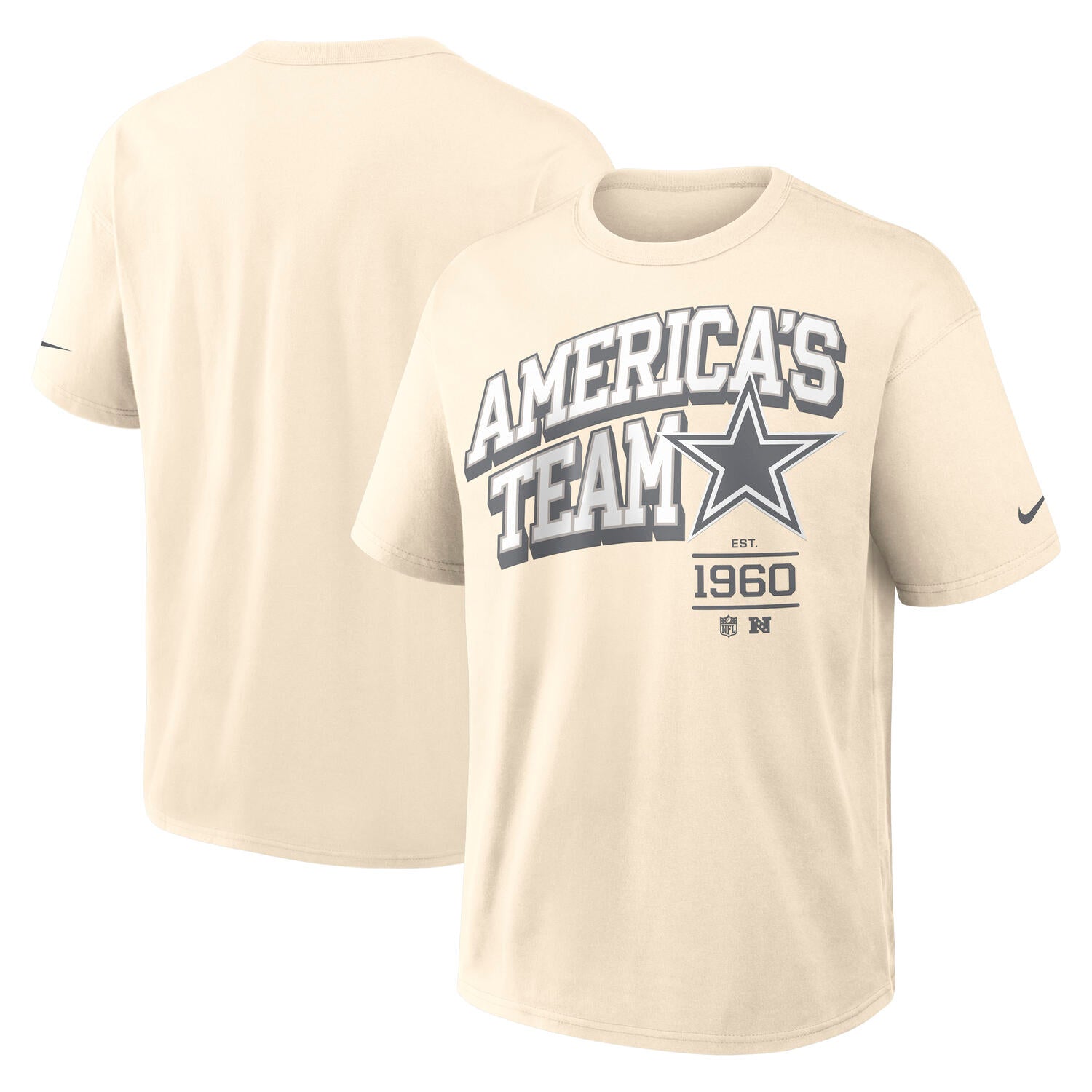 Dallas Cowboys Blown Away Nike 240gsm Heavyweight Loose Fit NFL T-Shirt Cream Beige