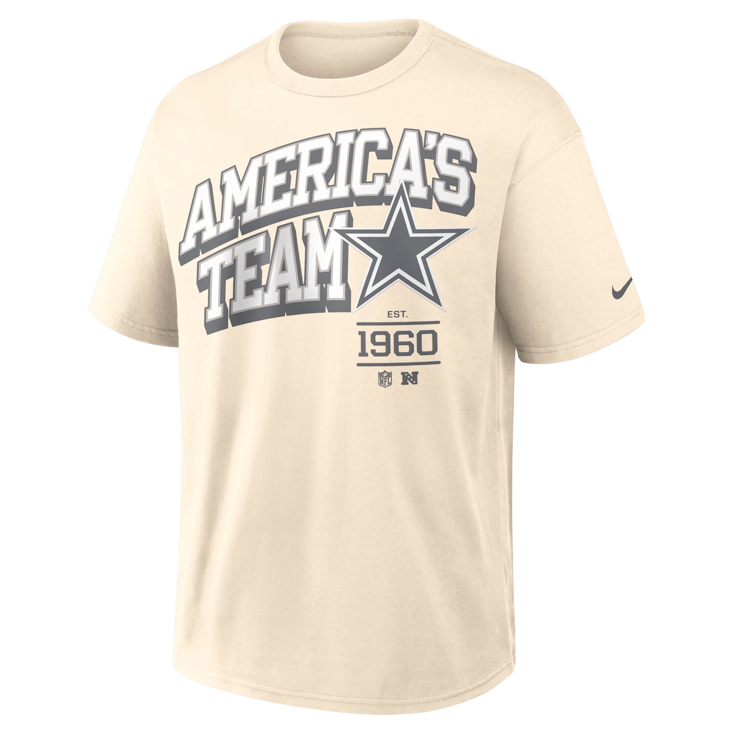 Dallas Cowboys Blown Away Nike 240gsm Heavyweight Loose Fit NFL T-Shirt Cream Beige