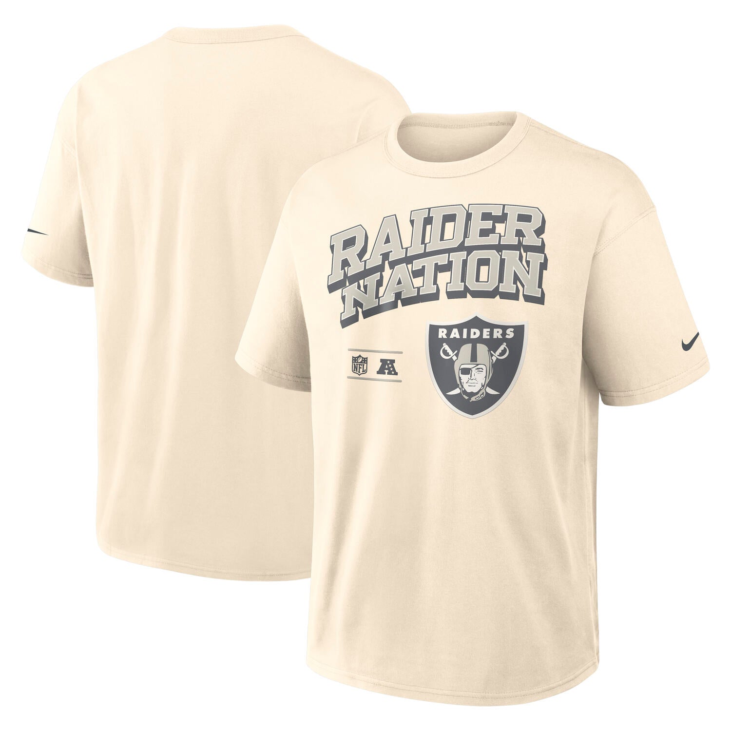 Las Vegas Raiders Blown Away Nike 240gsm Heavyweight Loose Fit NFL T-Shirt Cream Beige