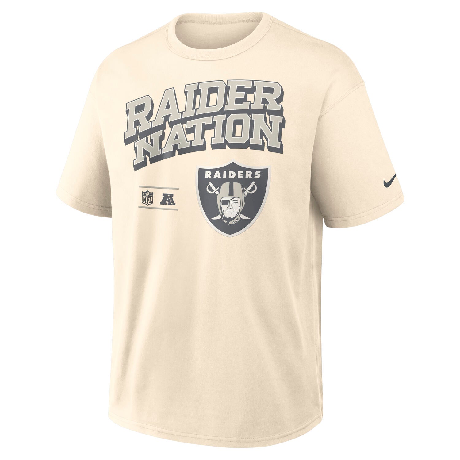 Las Vegas Raiders Blown Away Nike 240gsm Heavyweight Loose Fit NFL T-Shirt Cream Beige