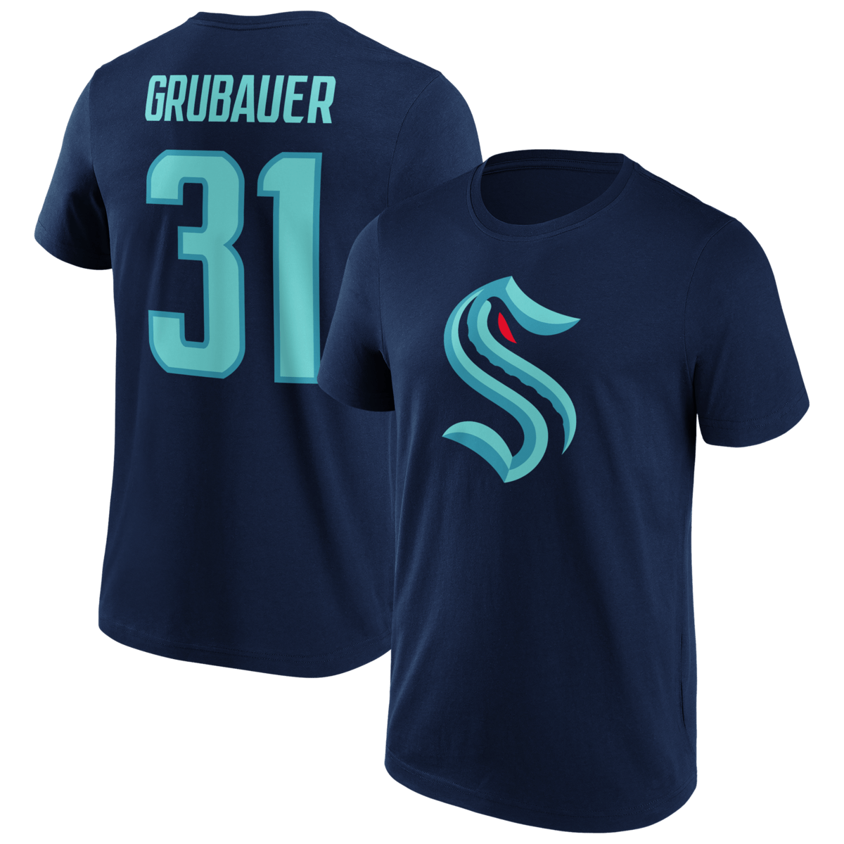 Philipp Grubauer #31 Seattle Kraken Fanatics NHL Player T-Shirt Navy - STADIUMDREAMS