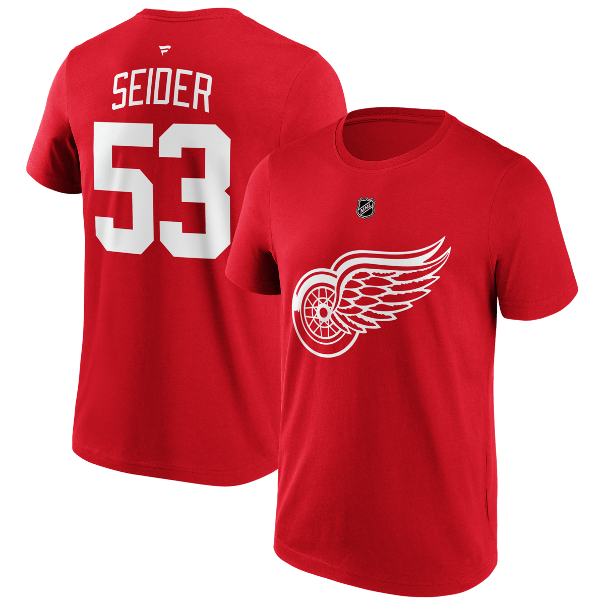 Moritz Seider #53 Detroit Red Wings Fanatics NHL Player T-Shirt Rot - STADIUMDREAMS