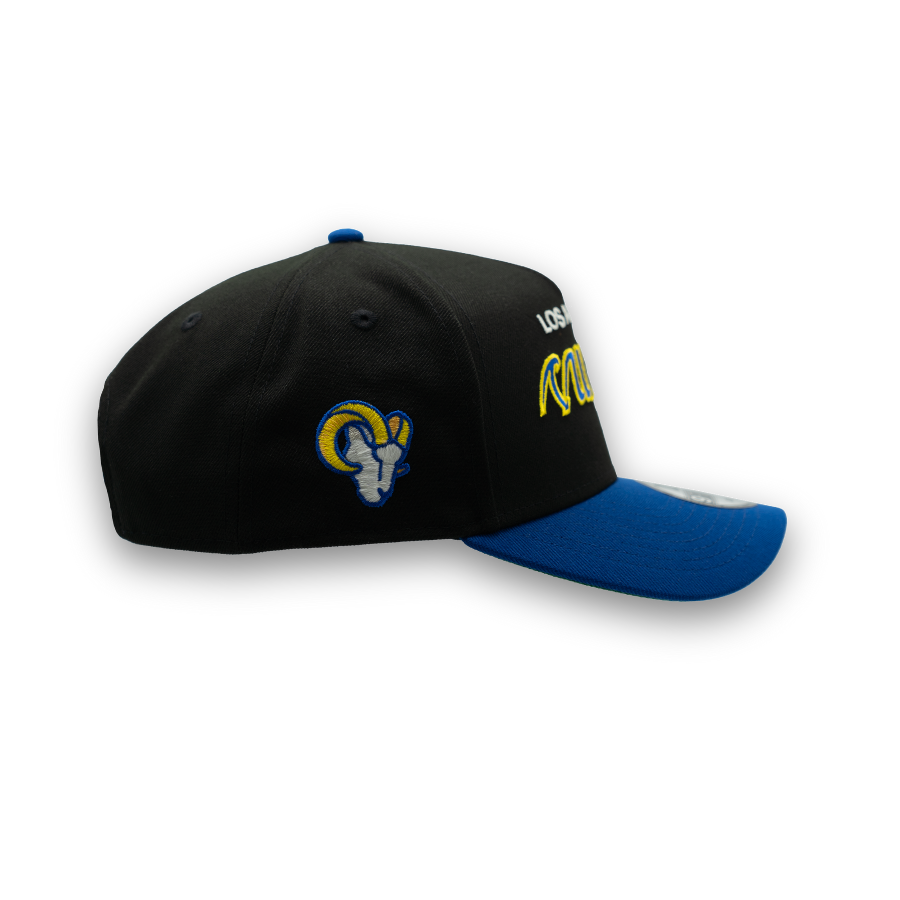 Los Angeles Rams Upside Down New Era 9FORTY A-Frame NFL Cap Schwarz StadiumDreams Exclusive