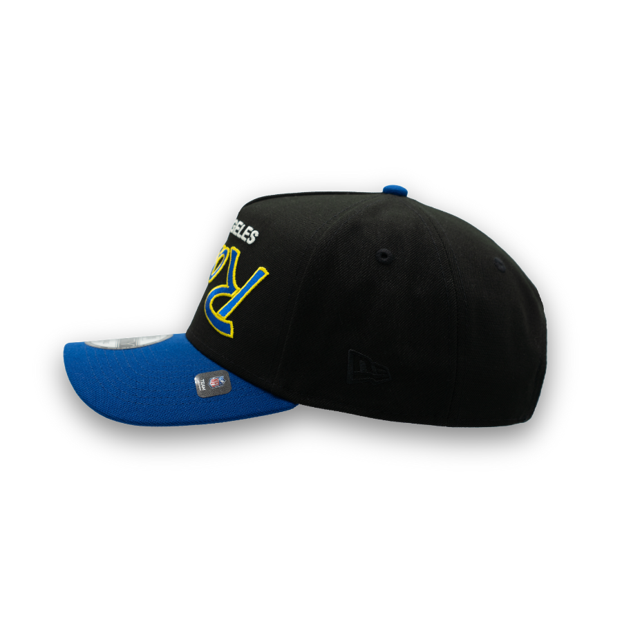 Los Angeles Rams Upside Down New Era 9FORTY A-Frame NFL Cap Schwarz StadiumDreams Exclusive