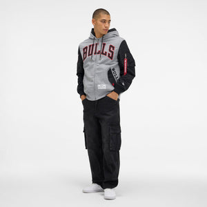 Chicago Bulls New Era X Alpha Industries MA 1 NBA Full Zip Fleece Jacke Grau - STADIUMDREAMS