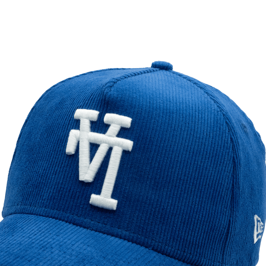 Los Angeles Dodgers New Era Upside Down 100 Years Anniversary Side Patch 9FORTY A-Frame MLB Cord Cap Blau - SD Excklusive