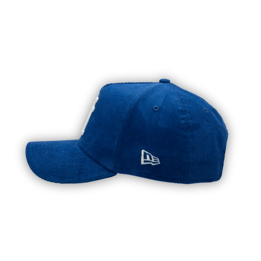 Los Angeles Dodgers New Era Upside Down 100 Years Anniversary Side Patch 9FORTY A-Frame MLB Cord Cap Blau - SD Excklusive