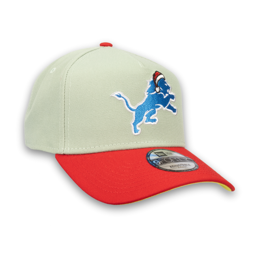 Detroit Lions Christmas Edition New Era 9FORTY A-Frame NFL Cap Grün StadiumDreams Exclusive