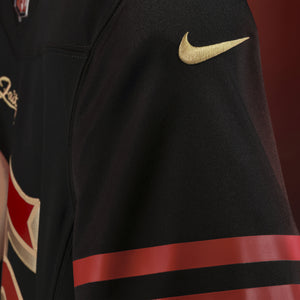 Schwarz Nike NFL Trikot Christian McCaffrey #23 San Francisco 49ers, gestickt, limitierte Rivalries Edition, detaillierte Nähte