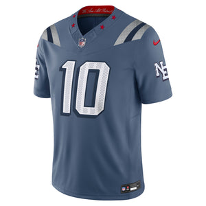Nike Rivalries Trikot für Drake Maye #10, blaue New England Patriots, gestickt, limitierte NFL-Edition, hochwertige Sportbekleidung