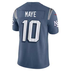 Nike Rivalries Trikot für Drake Maye #10, blau, mit gesticktem NFL-Logo und Patriots-Design, hochwertiges Sporttrikot.