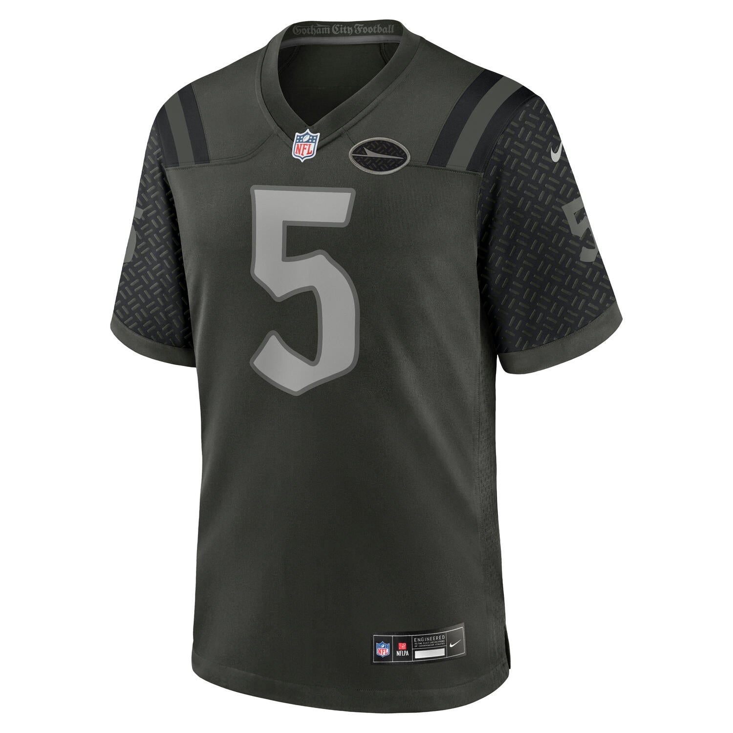 Garrett Wilson #5 New York Jets 2025 Nike Rivalries Game NFL Trikot Gotham Schwarz