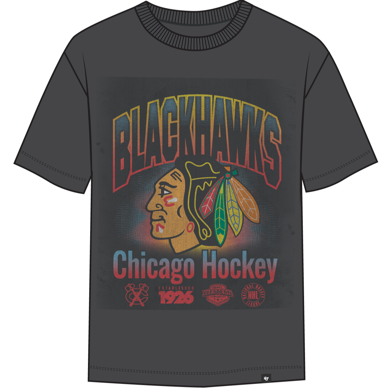 Chicago Blackhawks '47 Retro Oversized Sigma Foundation NHL T-Shirt Schwarz