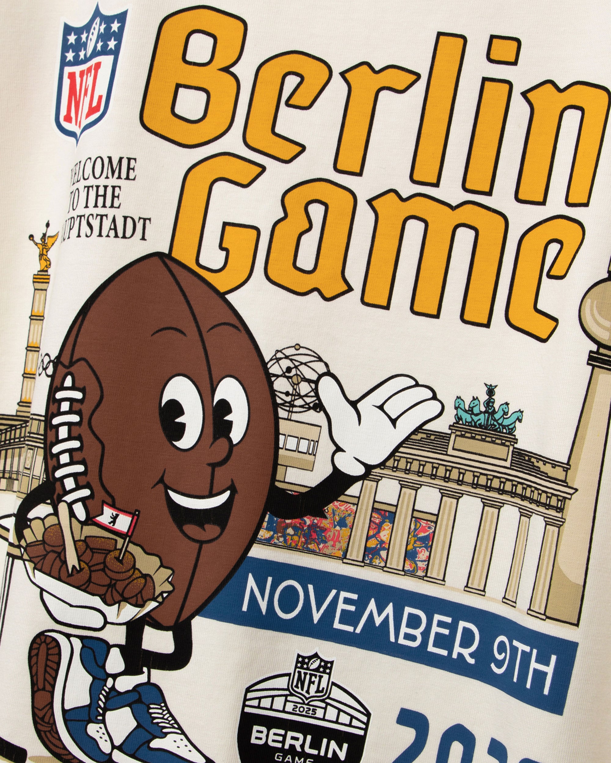 2025 NFL Berlin Game Football Lobster & Lemonade Cartoon T-Shirt Beige