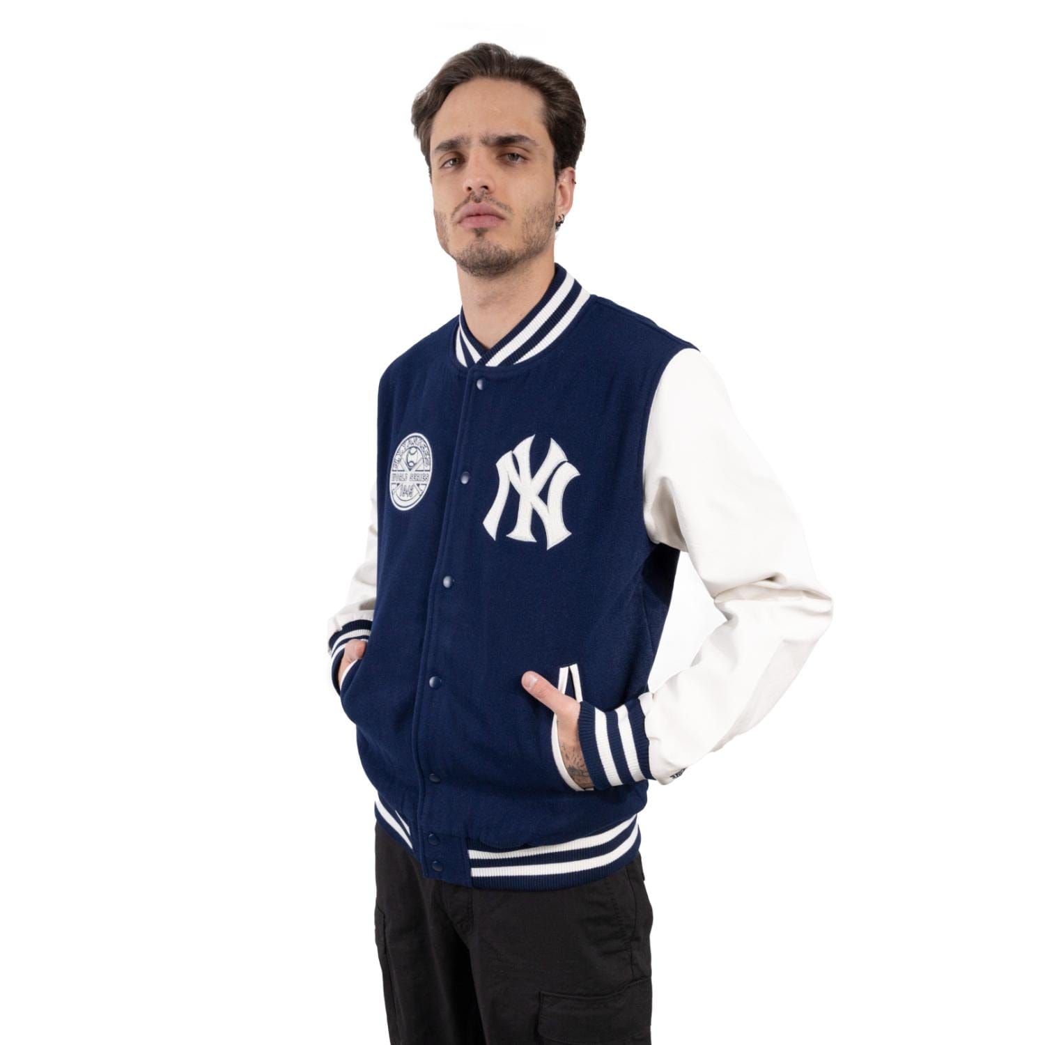 New York Yankees New Era MLB Heritage Varsity College Jacke Blau