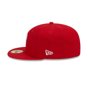 Philadelphia Phillies New Era 59FIFTY Fitted MLB Cap in Rot mit gesticktem Teamlogo an der Seite