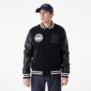 New York Yankees MLB Large Logo Varsity College Jacke schwarz - STADIUMDREAMS