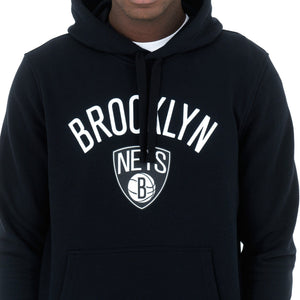 Brooklyn Nets Logo Hoodie NBA New Era Schwarz - STADIUMDREAMS